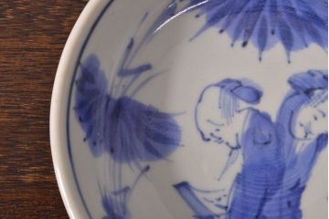 江戸期　古伊万里　染付仙人図　なます皿2枚セット(中皿、和食器)(R-051999)