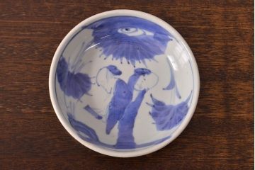 江戸期　古伊万里　染付仙人図　なます皿2枚セット(中皿、和食器)(R-052000)