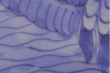 江戸期　古伊万里　大明成化年製　鶴の図　染付　十二角皿(和食器)(R-052002)