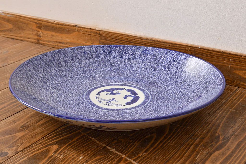 明治〜大正　微塵唐草　一尺五寸印判大皿(和食器)(R-052003)