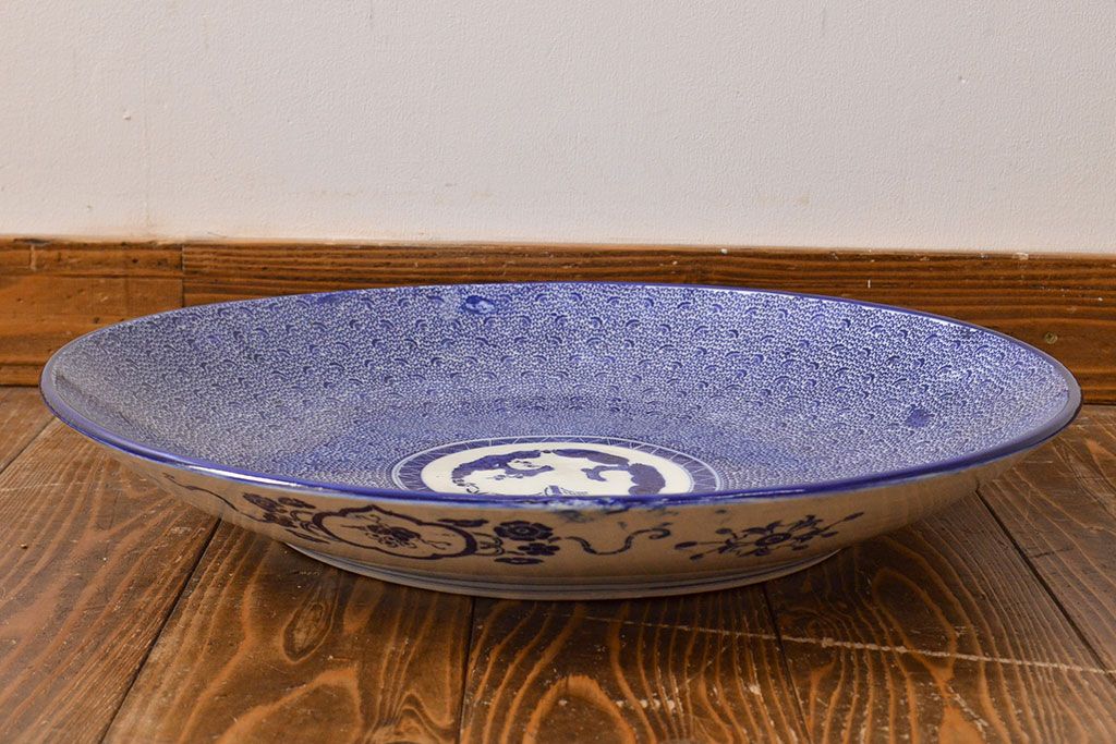 明治〜大正　微塵唐草　一尺五寸印判大皿(和食器)(R-052003)
