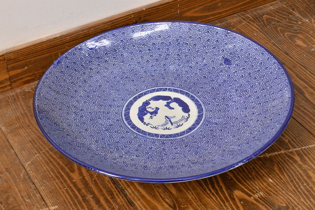 明治〜大正　微塵唐草　一尺五寸印判大皿(和食器)(R-052003)