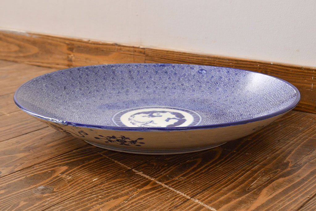 明治〜大正　微塵唐草　一尺五寸印判大皿(和食器)(R-052003)