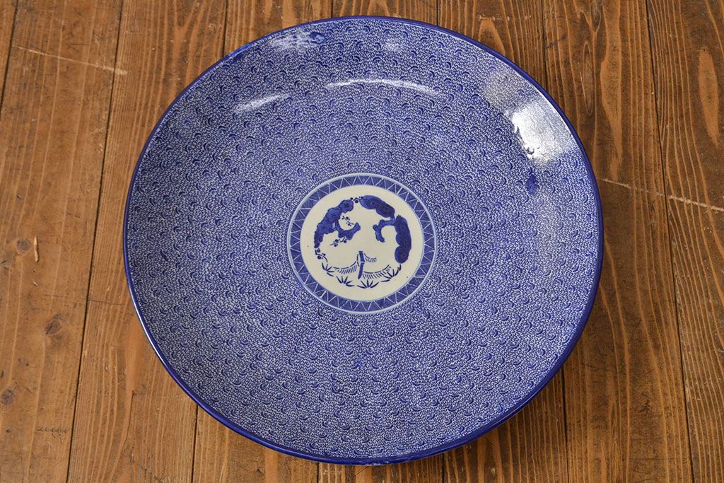 明治〜大正　微塵唐草　一尺五寸印判大皿(和食器)(R-052003)