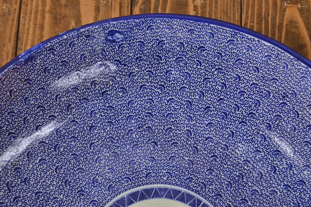 明治〜大正　微塵唐草　一尺五寸印判大皿(和食器)(R-052003)