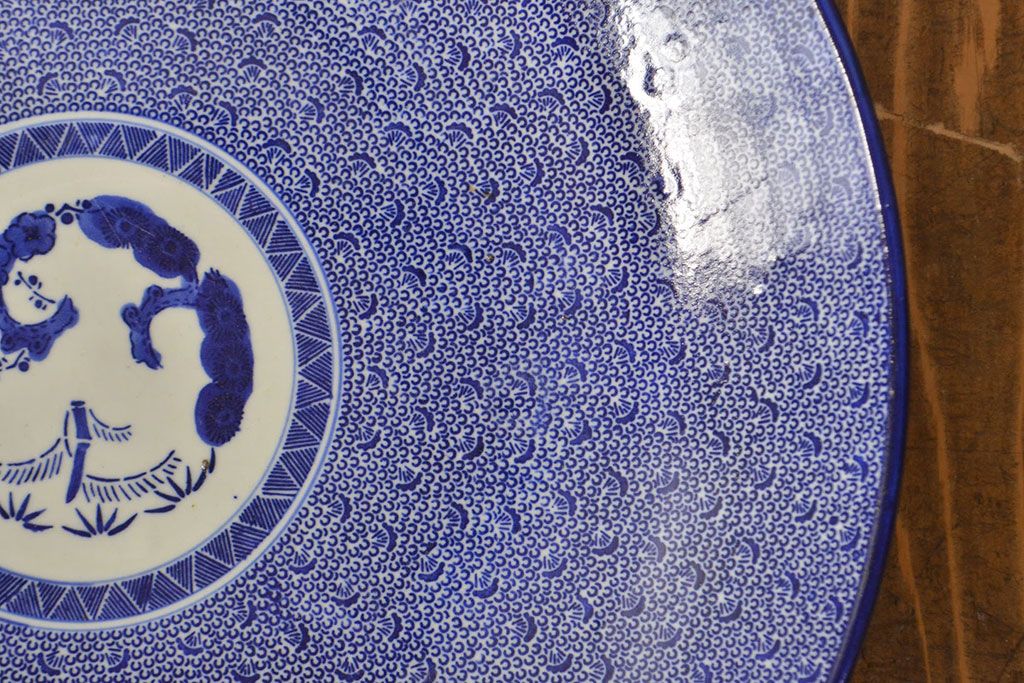 明治〜大正　微塵唐草　一尺五寸印判大皿(和食器)(R-052003)