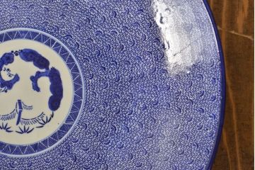 明治〜大正　微塵唐草　一尺五寸印判大皿(和食器)(R-052003)