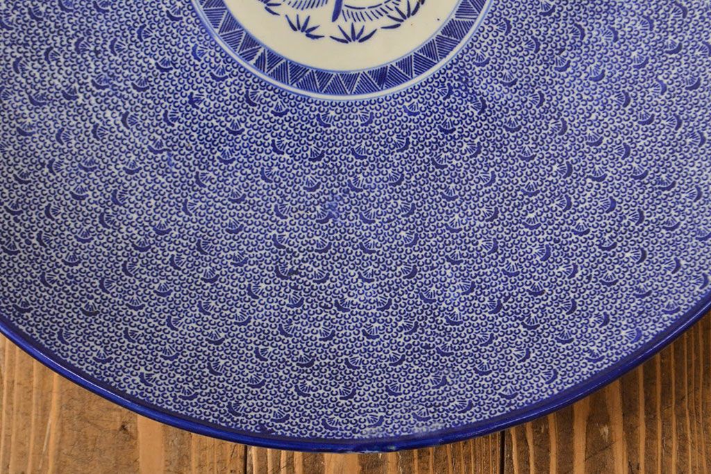 明治〜大正　微塵唐草　一尺五寸印判大皿(和食器)(R-052003)