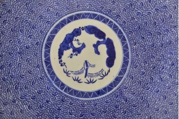 明治〜大正　微塵唐草　一尺五寸印判大皿(和食器)(R-052003)