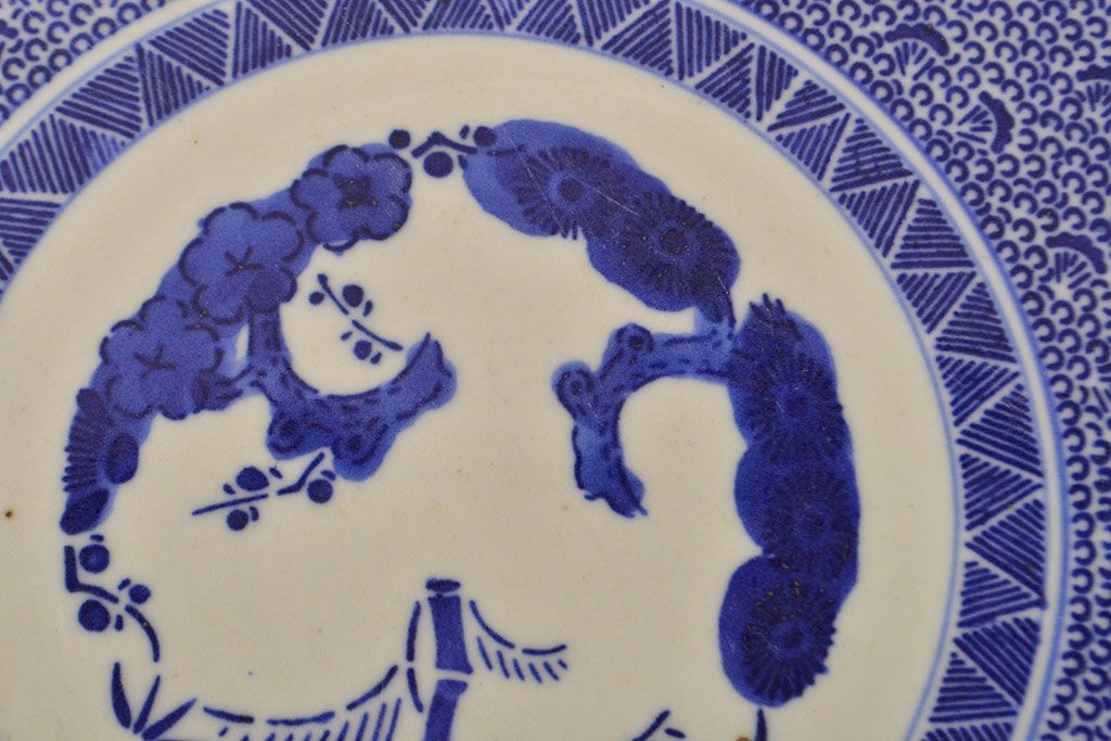 明治〜大正　微塵唐草　一尺五寸印判大皿(和食器)(R-052003)