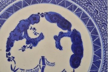 明治〜大正　微塵唐草　一尺五寸印判大皿(和食器)(R-052003)