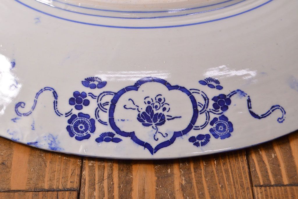 明治〜大正　微塵唐草　一尺五寸印判大皿(和食器)(R-052003)