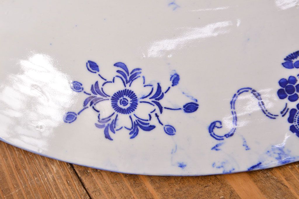 明治〜大正　微塵唐草　一尺五寸印判大皿(和食器)(R-052003)