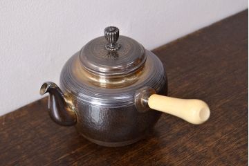 古い　純銀製　横手急須　247g(銀瓶、茶道具)(R-052004)