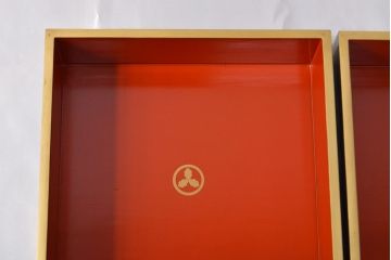 明治期　富士風景図変わり　金蒔絵　五段重箱(共箱、漆器)(R-052006)