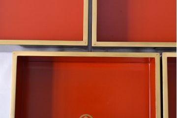 明治期　富士風景図変わり　金蒔絵　五段重箱(共箱、漆器)(R-052006)