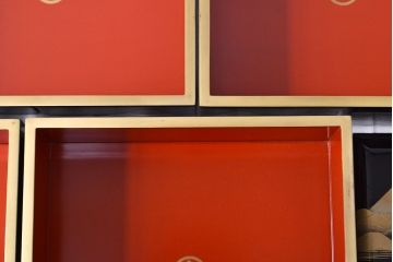 明治期　富士風景図変わり　金蒔絵　五段重箱(共箱、漆器)(R-052006)