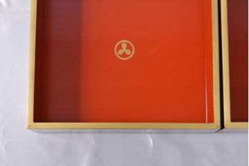 明治期　富士風景図変わり　金蒔絵　五段重箱(共箱、漆器)(R-052006)