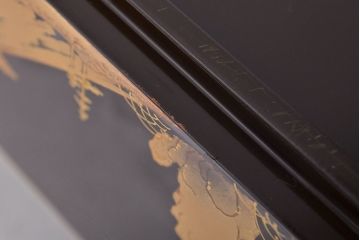 明治期　富士風景図変わり　金蒔絵　五段重箱(共箱、漆器)(R-052006)