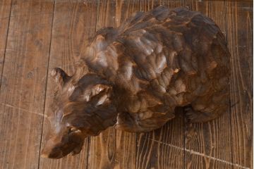 古い熊　木彫り　銘無し(木彫の置物、置き物、ディスプレイ、北海道、アイヌ)(R-052009)
