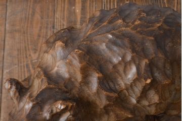 古い熊　木彫り　銘無し(木彫の置物、置き物、ディスプレイ、北海道、アイヌ)(R-052009)