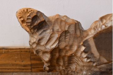 古い熊　木彫り　銘無し(木彫の置物、置き物、ディスプレイ、北海道、アイヌ)(R-052009)