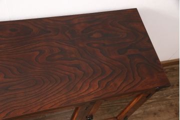 中古　美品　民芸家具　岩谷堂箪笥　牡丹の意匠金具が目を引く和モダンのサイドボード(定価約57万円)(収納棚、ガラス戸棚、キャビネット)(R-052014)