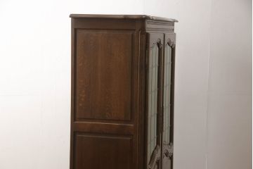 ビンテージ家具　美品　オーク材　ステンドグラス入り扉がおしゃれなキャビネット(本箱、ブックケース、収納棚、ヴィンテージ)(R-052015)