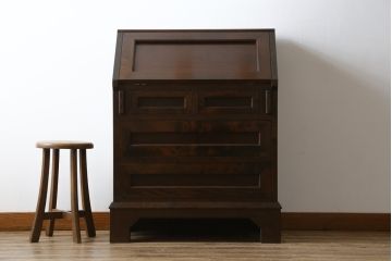 中古　松本民芸家具　高山式　スタイリッシュなデザインが美しいライティングビューロー(机、在宅ワーク、在宅用ワークデスク、引き出し、チェスト)(R-052018)