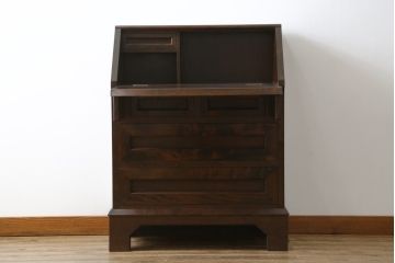 中古　松本民芸家具　高山式　スタイリッシュなデザインが美しいライティングビューロー(机、在宅ワーク、在宅用ワークデスク、引き出し、チェスト)(R-052018)