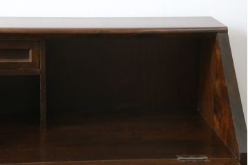 中古　松本民芸家具　高山式　スタイリッシュなデザインが美しいライティングビューロー(机、在宅ワーク、在宅用ワークデスク、引き出し、チェスト)(R-052018)