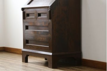 中古　松本民芸家具　高山式　スタイリッシュなデザインが美しいライティングビューロー(机、在宅ワーク、在宅用ワークデスク、引き出し、チェスト)(R-052018)