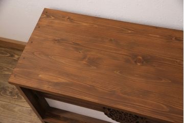 ラフジュ工房オリジナル　古建具リメイク　透かし彫り　上品な和の趣を演出する引き戸のテレビ台(ローボード、テレビボード、収納棚)(R-052024)