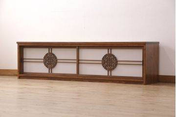 ラフジュ工房オリジナル　古建具リメイク　透かし彫り　上品な和の趣を演出する引き戸のテレビ台(ローボード、テレビボード、収納棚)(R-052024)