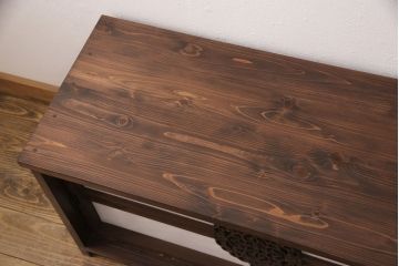 ラフジュ工房オリジナル　古建具リメイク　透かし彫り　上品な和の雰囲気を高める引き戸のテレビ台(ローボード、テレビボード、収納棚)(R-052025)