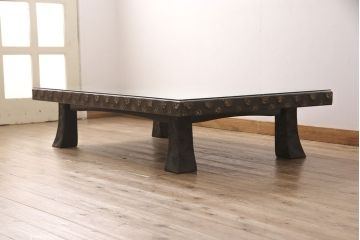 中古　工芸家具　極美品　立体的な漆塗りがインパクト抜群の高級座卓(定価約250万円)(ローテーブル)(R-052026)