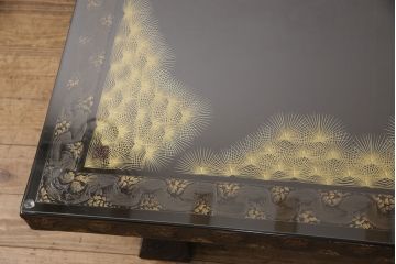 中古　工芸家具　極美品　立体的な漆塗りがインパクト抜群の高級座卓(定価約250万円)(ローテーブル)(R-052026)