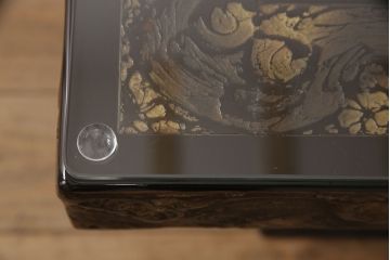 中古　工芸家具　極美品　立体的な漆塗りがインパクト抜群の高級座卓(定価約250万円)(ローテーブル)(R-052026)