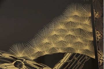 中古　工芸家具　極美品　立体的な漆塗りがインパクト抜群の高級座卓(定価約250万円)(ローテーブル)(R-052026)