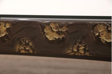 中古　工芸家具　極美品　立体的な漆塗りがインパクト抜群の高級座卓(定価約250万円)(ローテーブル)(R-052026)