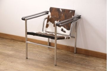 中古　美品　リプロダクト　ル・コルビュジェデザインのLC1スリングチェア(アームチェア)(R-052029)(検索ワード:Cassina、カッシーナ)
