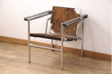 中古　美品　リプロダクト　ル・コルビュジェデザインのLC1スリングチェア(アームチェア)(R-052030)(検索ワード:Cassina、カッシーナ)