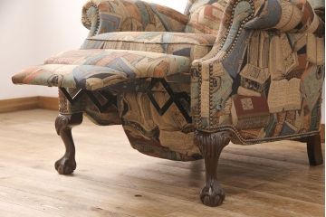 中古　美品　アメリカ輸入品　DREXEL HERITAGE(ドレクセルヘリテイジ)　希少!ファブリックのデザインがおしゃれなリクライニングソファ(一人掛けソファ、1P)(R-052031)