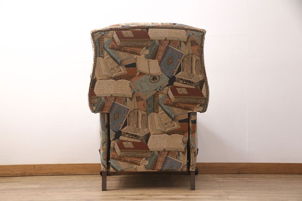 中古　美品　アメリカ輸入品　DREXEL HERITAGE(ドレクセルヘリテイジ)　希少!ファブリックのデザインがおしゃれなリクライニングソファ(一人掛けソファ、1P)(R-052031)