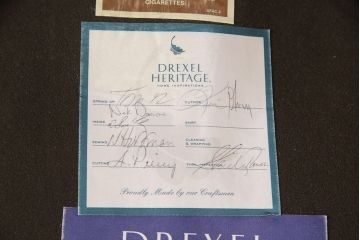 中古　美品　アメリカ輸入品　DREXEL HERITAGE(ドレクセルヘリテイジ)　希少!ファブリックのデザインがおしゃれなリクライニングソファ(一人掛けソファ、1P)(R-052031)