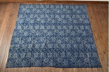 明治〜大正　藍型染め木綿古布(布団皮、藍染)(R-052034)