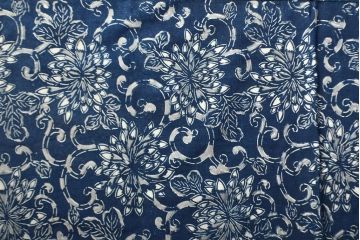 明治〜大正　藍型染め木綿古布(布団皮、藍染)(R-052034)