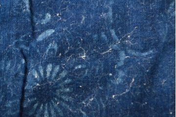 明治〜大正　藍型染め木綿古布(布団皮、藍染)(R-052035)