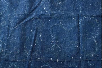 明治〜大正　藍型染め木綿古布(布団皮、藍染)(R-052035)