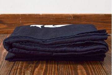 明治〜大正　古い家紋入り藍染め　木綿古布(R-052036)
